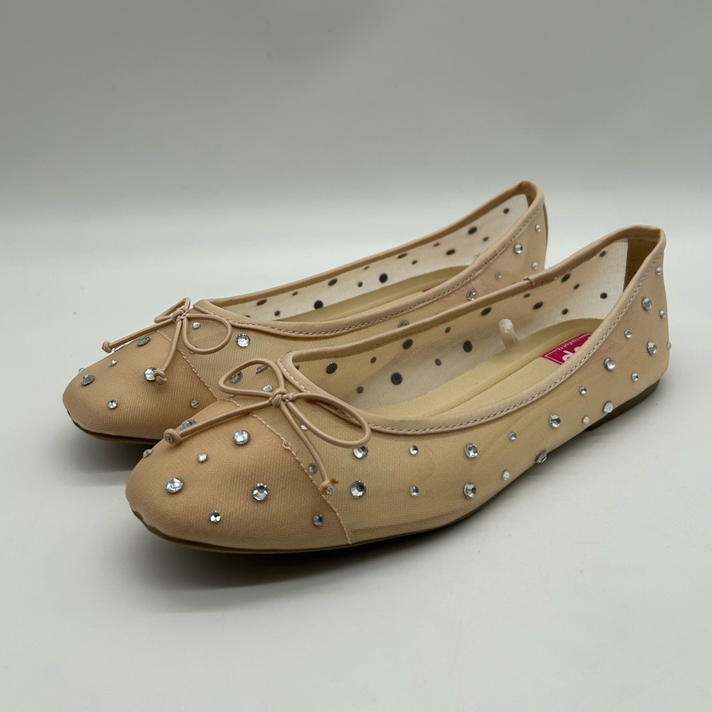 POP Cardio Nude Multi Crystal Ballet Vegan Flats Size 10 M New in Box - Picture 5 of 9